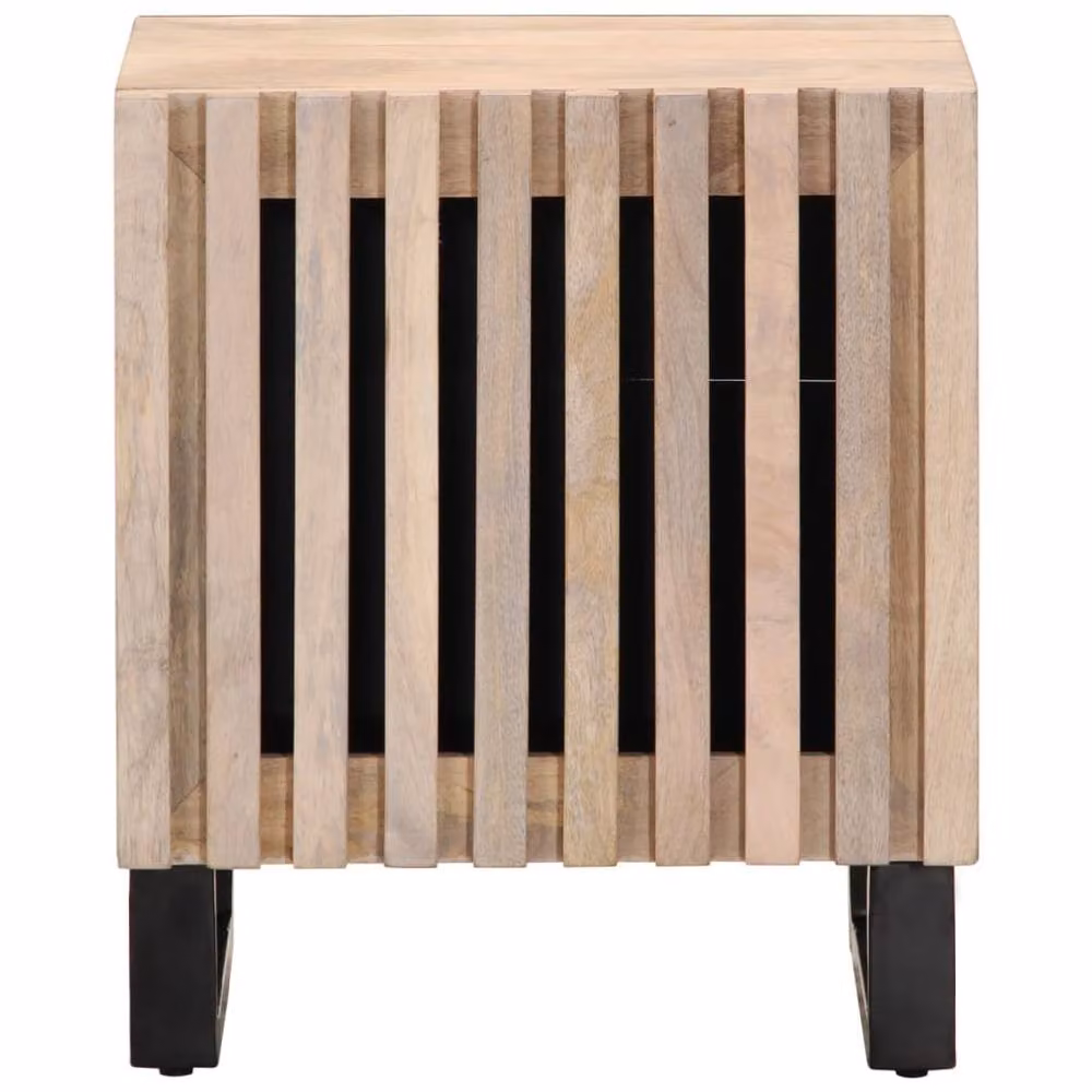 Berkfield Home Set of 2 Bedside Cabinets in Light Brown Solid Bleached Mango Wood, W: 40 cm, D: 34 cm, H: 46 cm – 4