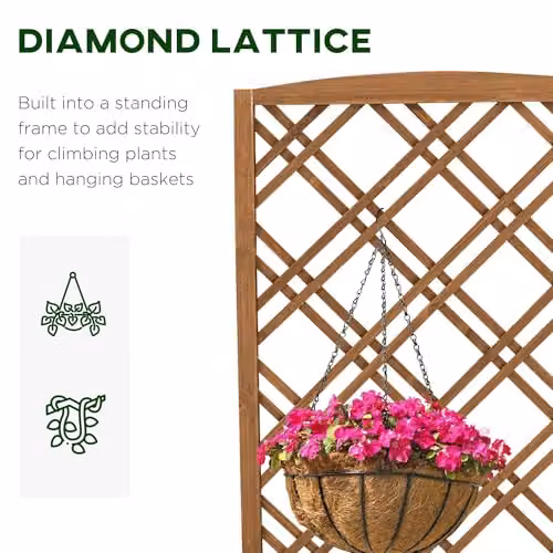 Outsunny Wooden Raised Bed Garden Planter with Trellis, Brown, W: 60 cm, D: 30 cm, H: 122.5 cm – 4
