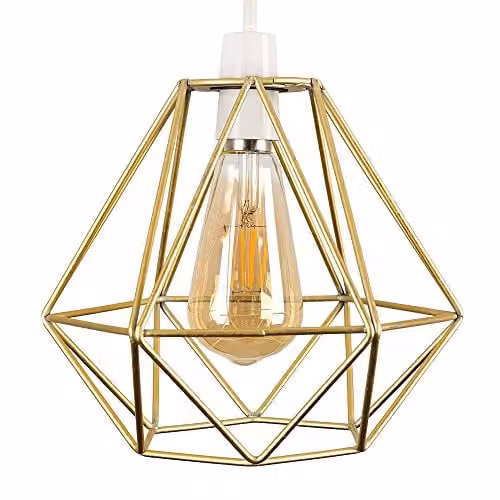 MiniSun Retro Style Gold Metal Basket Pendant Ceiling Light Shade, Shade Width: 23.5 cm