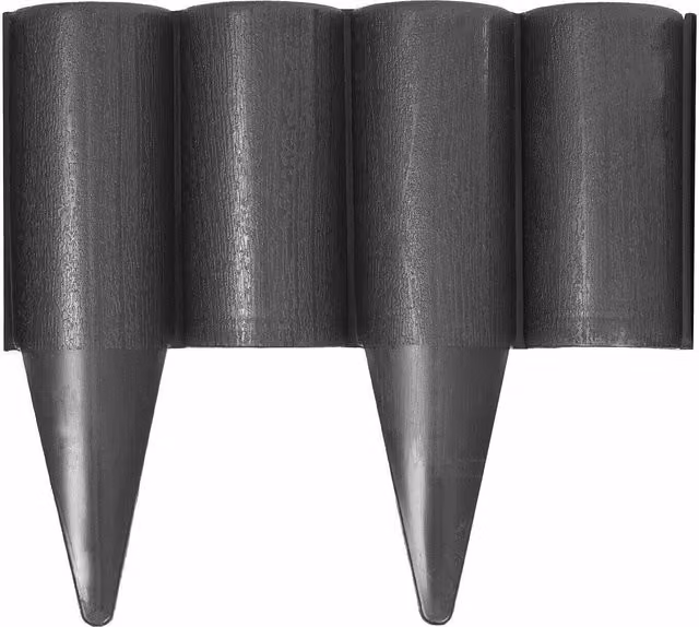 SolaDirect Grey Plastic Garden Edging Lawn Border Palisade with Wood Log Texture and Ground Stakes