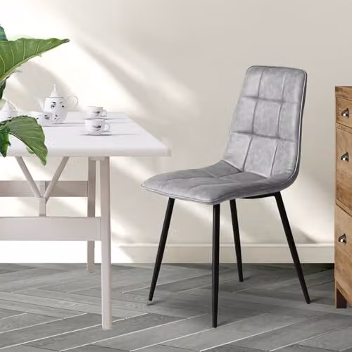 Levede Set of 4 Grey Synthetic Leather Padded Dining Chairs with Cantilever Base – 2