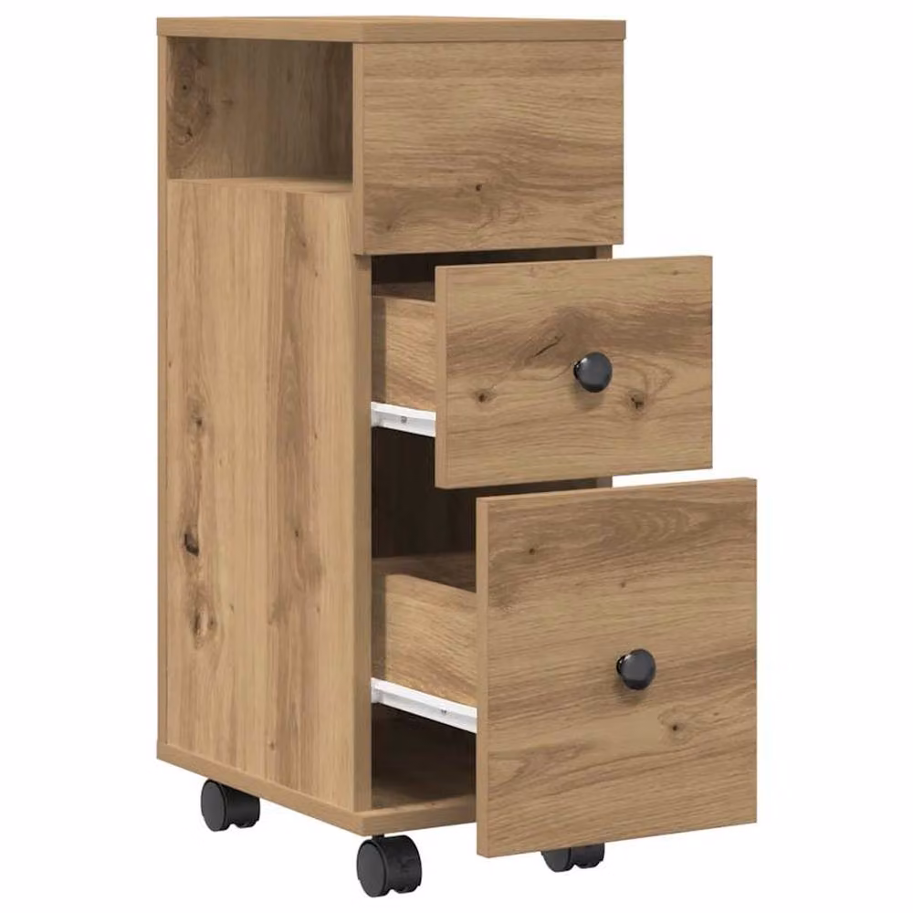 Berkfield Home Narrow Bathroom Cabinet with Wheels in Artisan Oak Brown, W/D/H: 23 x 33 x 65 cm – 3