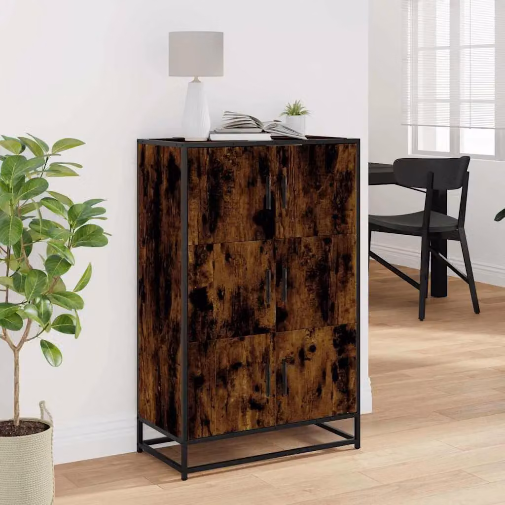 Berkfield Home Smoked Oak Highboard in Brown, W/D/H: 68 x 35 x 106.5 cm – 3