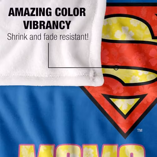 Warner Bros. Superman Mothers Day Moms Are The Real Superheroes Super Soft Fleece Throw Blanket, Multicolour, W: 152 cm, D: 127 cm – 3