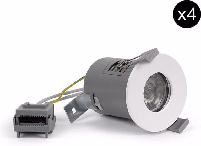 SE Home 4 Pack White GU10 Fire Rated IP65 Recessed Downlights