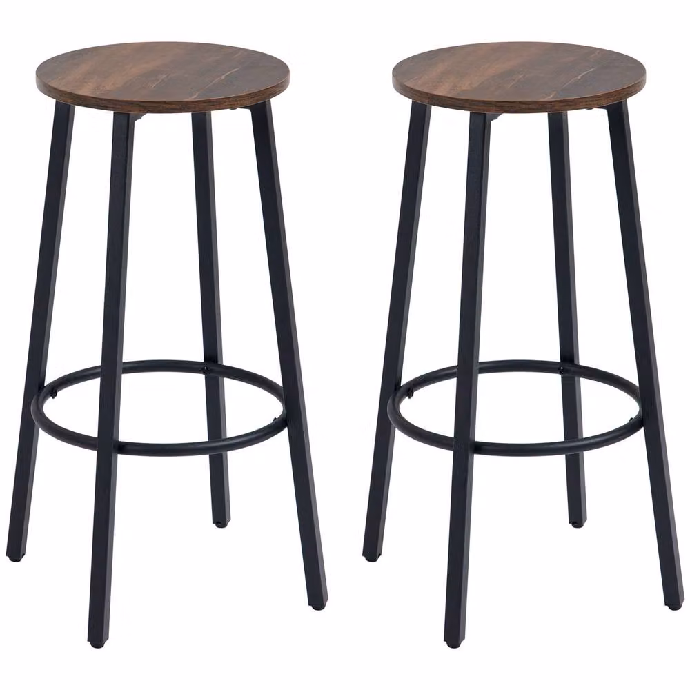 ERGOVEXA Set of 2 Industrial Steel Frame Bar Stools in Rustic Brown and Black – 2