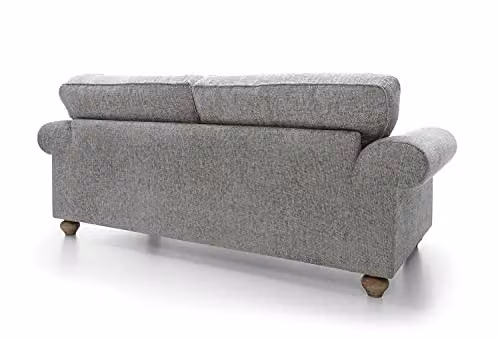 Abakus Direct Ingrid 3 Seater Sofa in Ash Grey with Braided Chenille Fabric, W/D/H: 215 x 95 x 90 cm – 3