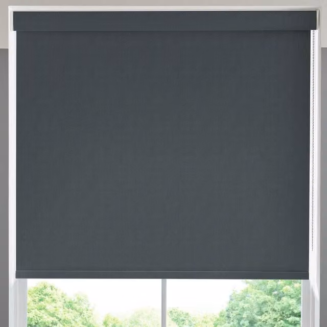 Terrys Plain Blackout Textile Roller Blind in Black and Grey
