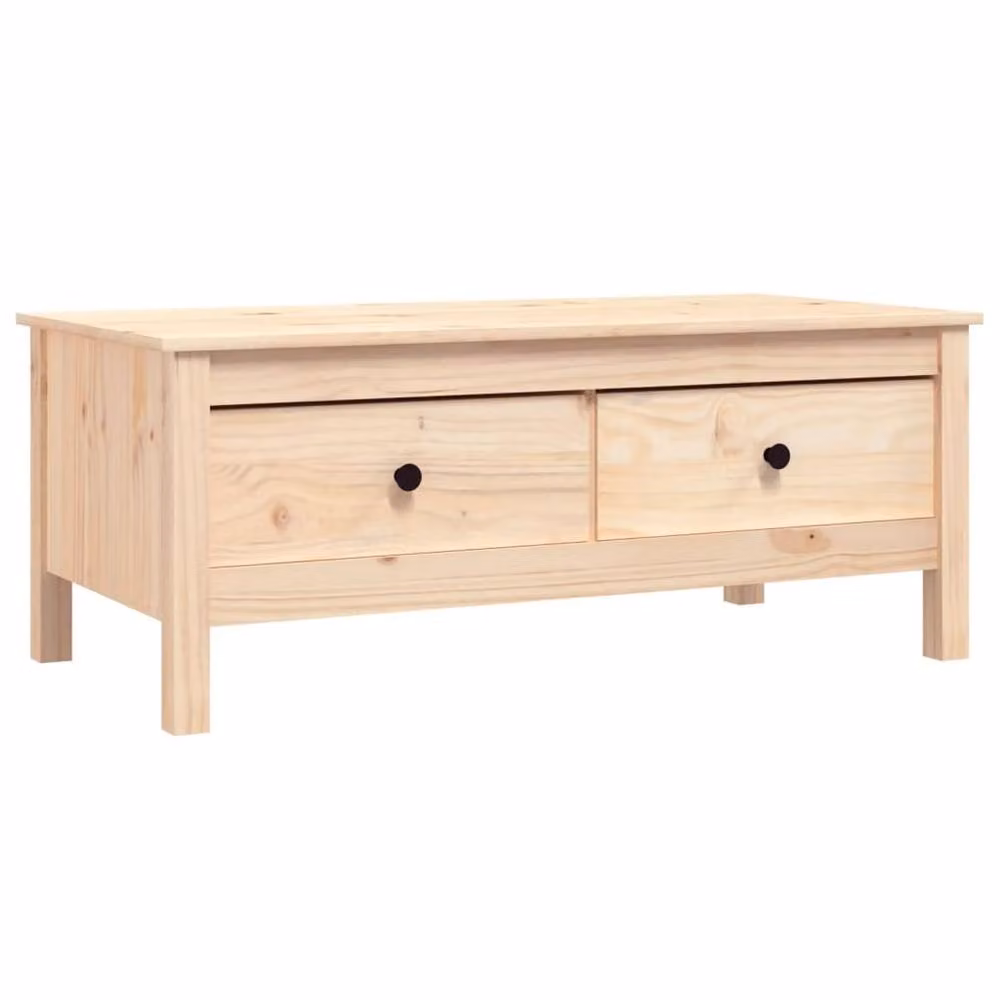 Berkfield Home Beautiful Coffee Table in Beige Solid Pine, W/D/H: 100 x 50 x 40 cm – 2