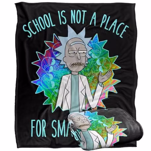 LOGOVISION Rick and Morty School Silky Touch Super Soft Fleece Throw Blanket, Multicolour, W: 127 cm x D: 152.4 cm