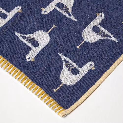 HOMESCAPES Navy Blue Bird Pattern Hand Towel, 100% Cotton, 500 GSM – 3