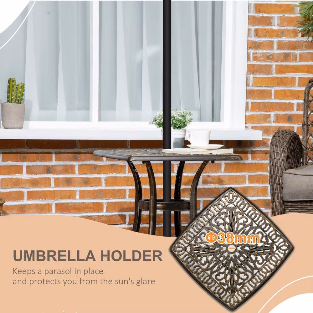 Wyld Haus Mave Cast Aluminium Bronze Patio Side Table with Central Umbrella Hole, W/D/H: 54.0 x 54.0 x 52.5 cm – 4