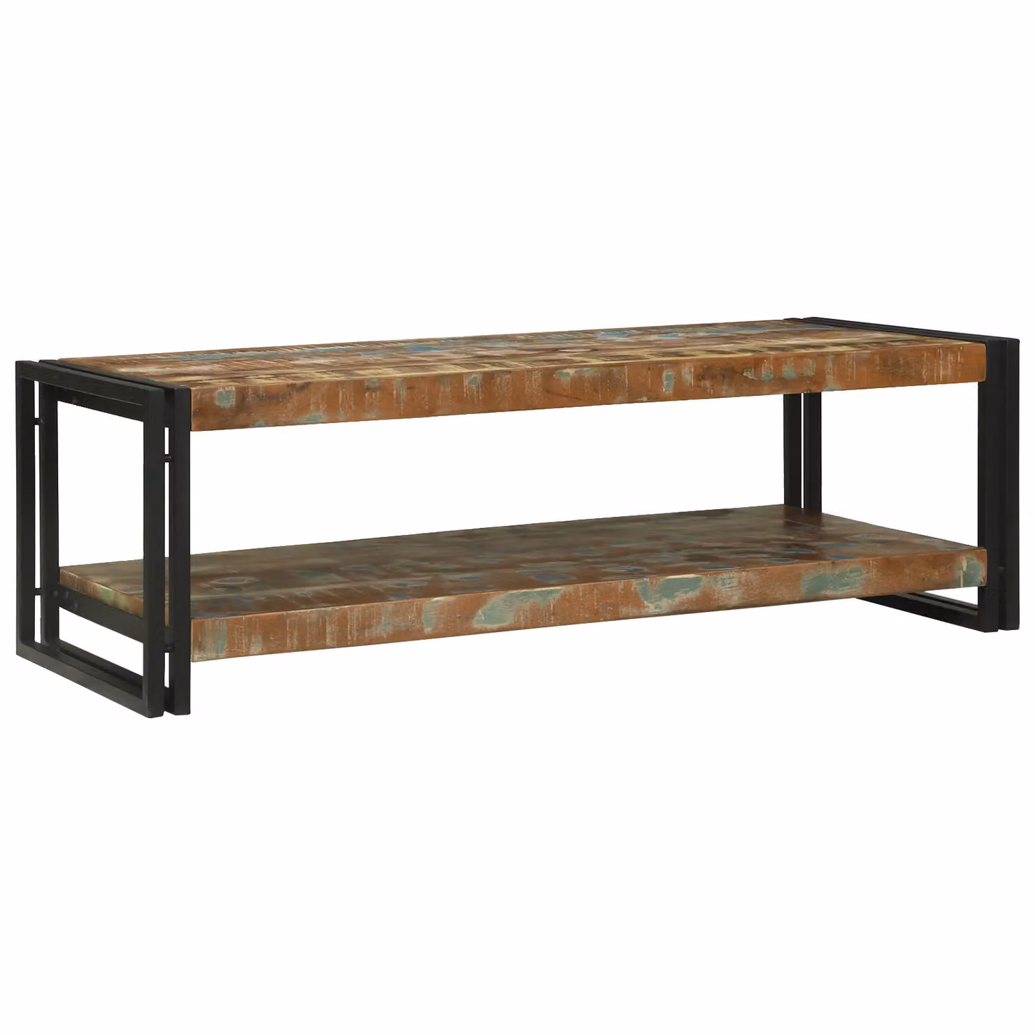 Berkfield Home Industrial Reclaimed Solid Wood Coffee Table in Brown and Multicolour, W/D/H: 120 x 50 x 38 cm – 2