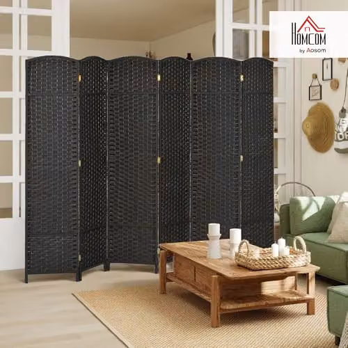 HOMCOM 6 Panel Folding Room Divider Privacy Screen in Black, W/H: 240 x 170 cm – 2
