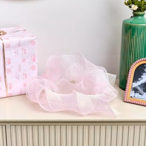 Melody Maison Pink Decorative Ruffle Ribbon – 3