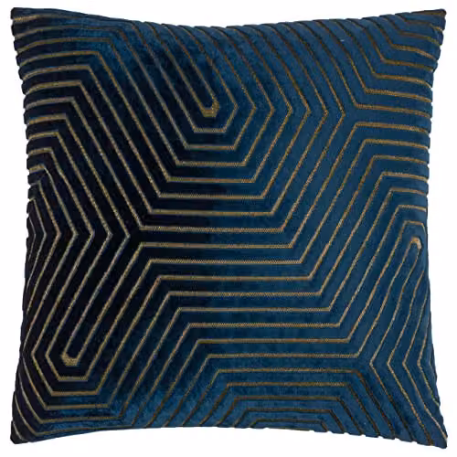 Paoletti Evoke Square Velvet Cushion in Blue, W/D/H: 45 x 45 x 45 cm – 1