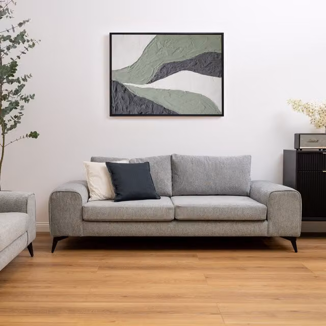 Abakus Direct Venice Modern Fabric Sofa in Grey with Scatter Cushions