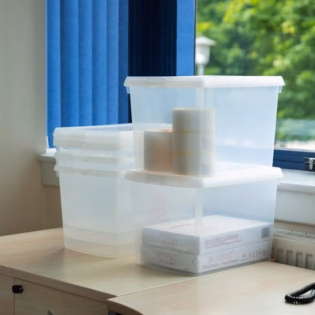 Wham Set of 5 Transparent Rectangular Plastic Storage Boxes with Lids, 21.5 l Each