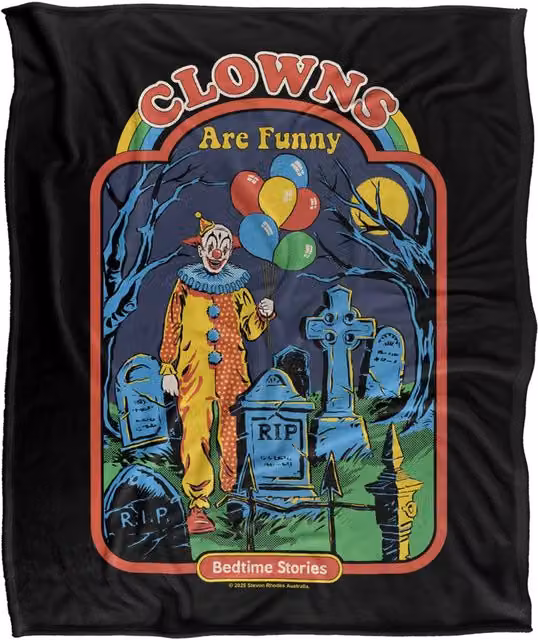 Steven Rhodes Clowns Are Funny Multicolour Super Soft Fleece Throw Blanket W/D/H: 152 x 127 cm