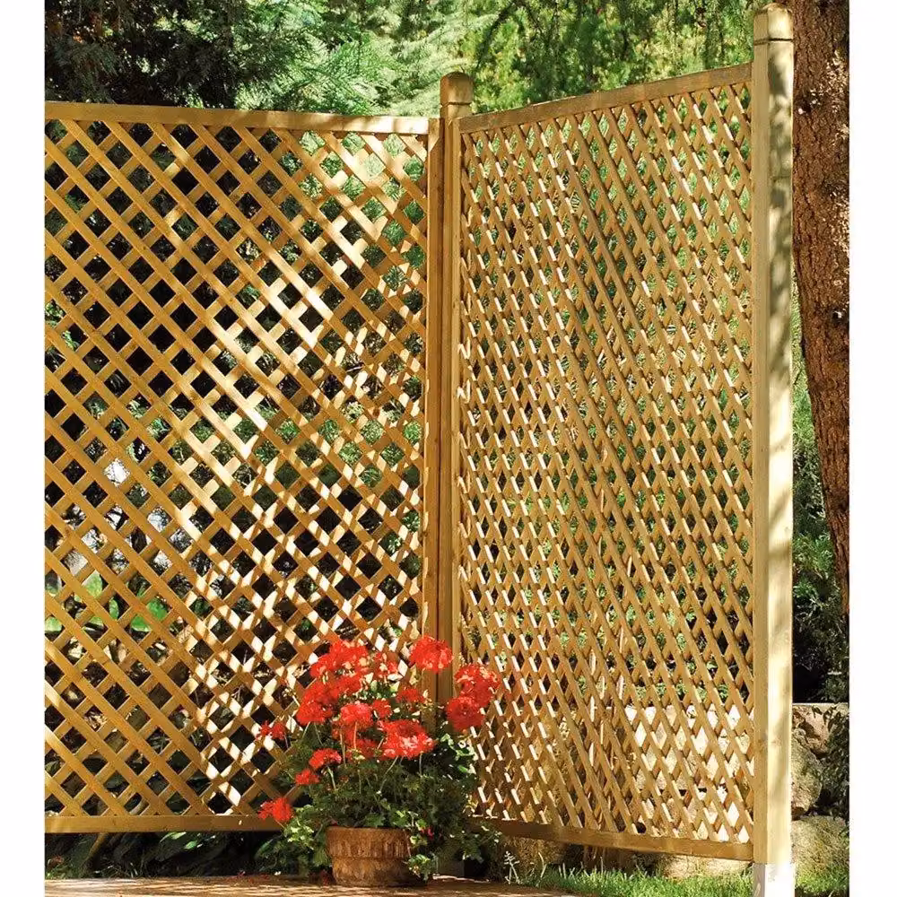 Primrose Premier Wall-Mounted Garden Privacy Panel Trellis in Brown and Beige, W: 90 cm, H: 183 cm – 2