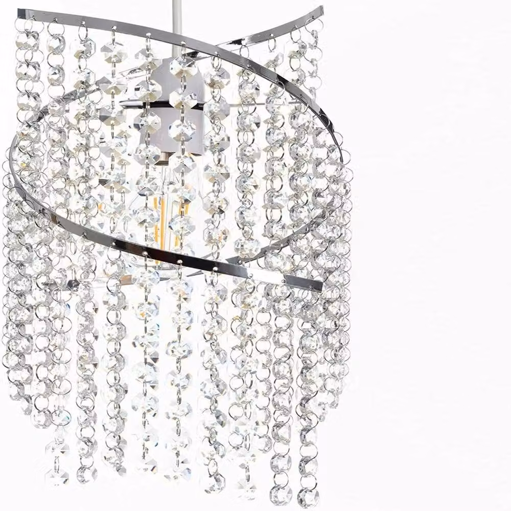 EONLION K9 Crystal Beaded Spiral Cylinder Lamp Shade in Clear and Black – 3