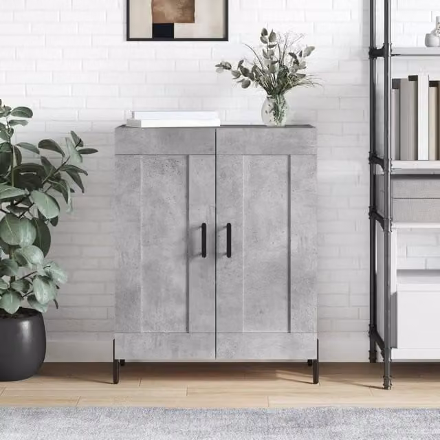 Berkfield Home Sideboard in Concrete Grey, W/D/H: 69.5 x 34 x 90 cm – 1