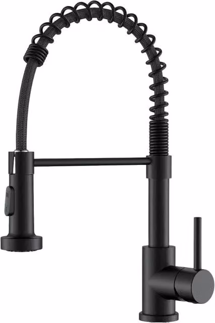 Kelvenix Matt Black Kitchen Sink Mixer Tap with Single Lever and Pull Out Swivel Spout