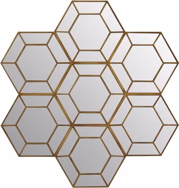Fifty Five South Orsina Riva Art Deco Round Wall Mirror in Gold