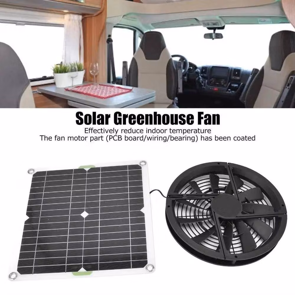 NESTLUNE Solar Panel Set with Black Exhaust Fan Ventilation – 2