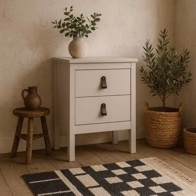 Wyld Haus Cashmere 2 Drawer Bedside Table in Beige