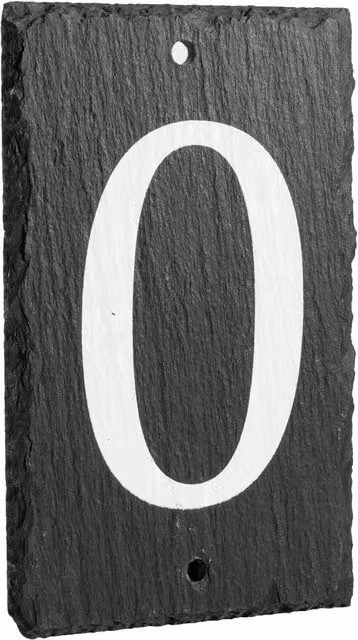 Nicola Spring Number 0 Rustic Rectangular Slate House Sign in Grey and White