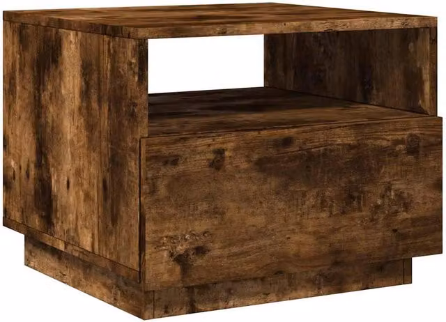 Berkfield Home Modern Coffee Table with LED Lights in Smoked Oak Brown, W/D/H: 50 x 49 x 40 cm – 1