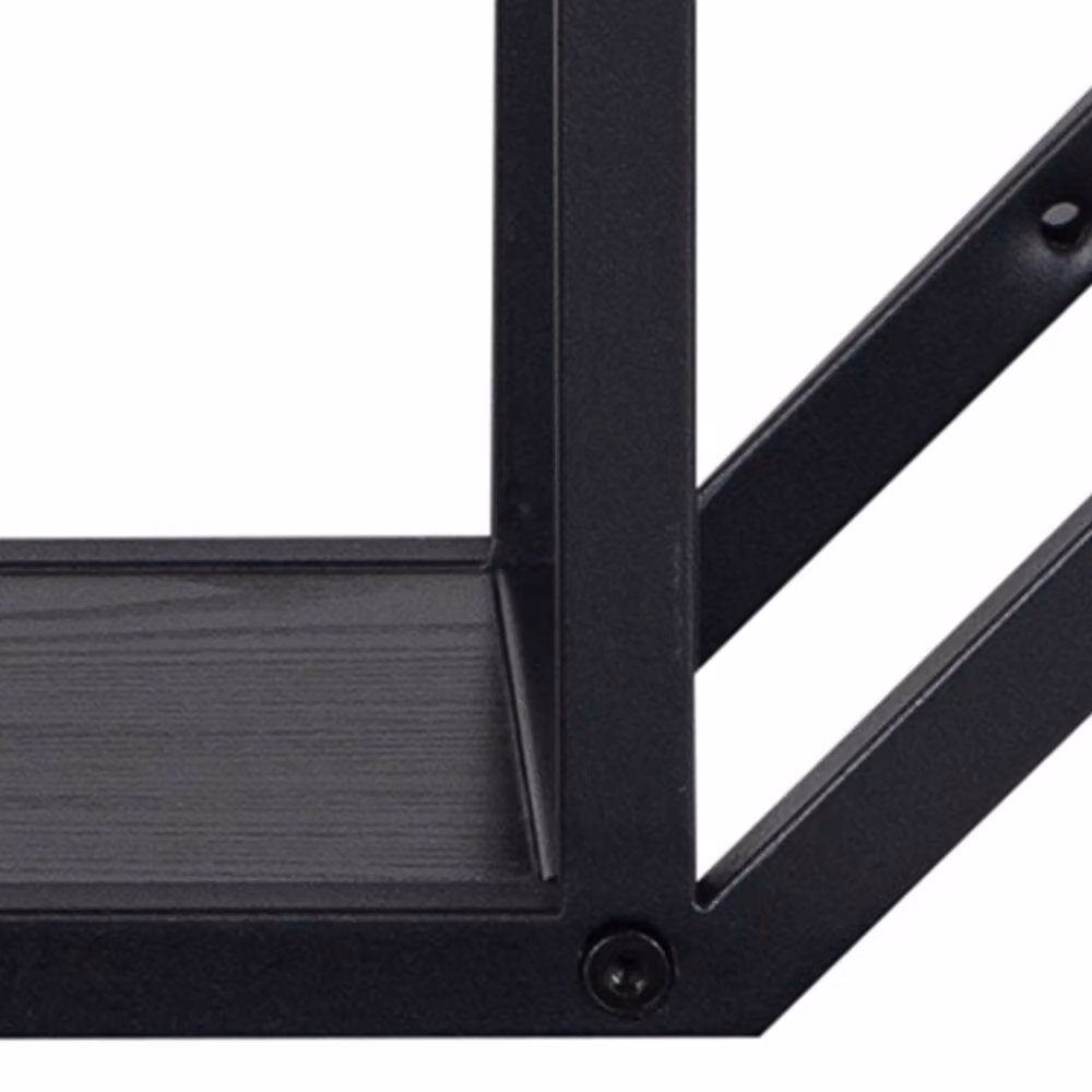 Wyld Haus El Paso Octagonal Wall Shelf with Matte Black Steel Frame and Black Wood – 4