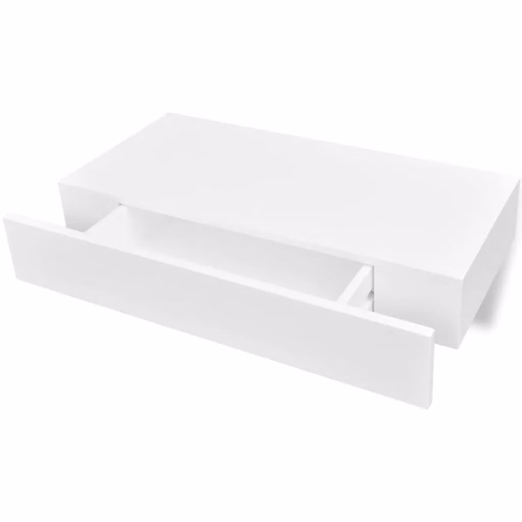 Berkfield Home Floating Wall Shelves with Drawers, 2 Piece Set, White, Width: 48 cm – 2