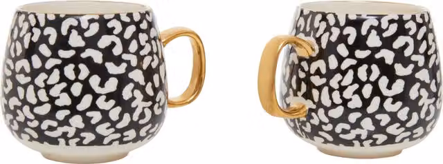 Orsina London Leo Set of Two Black Stoneware Mugs, 350 ml – 1