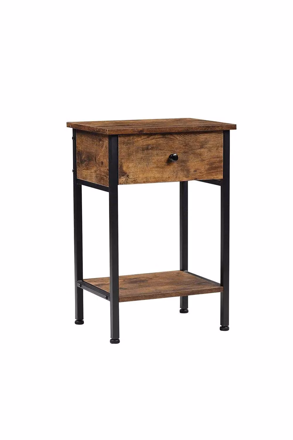 H&O Direct Industrial Side Table with Drawer and Shelf in Brown – 2