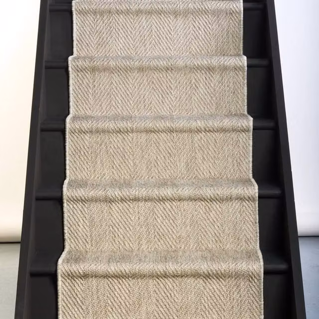 RainbowHome New England Grey Herringbone Stair Runner with Self-Colour Edge, W: 70 cm, L: 700 cm – 1