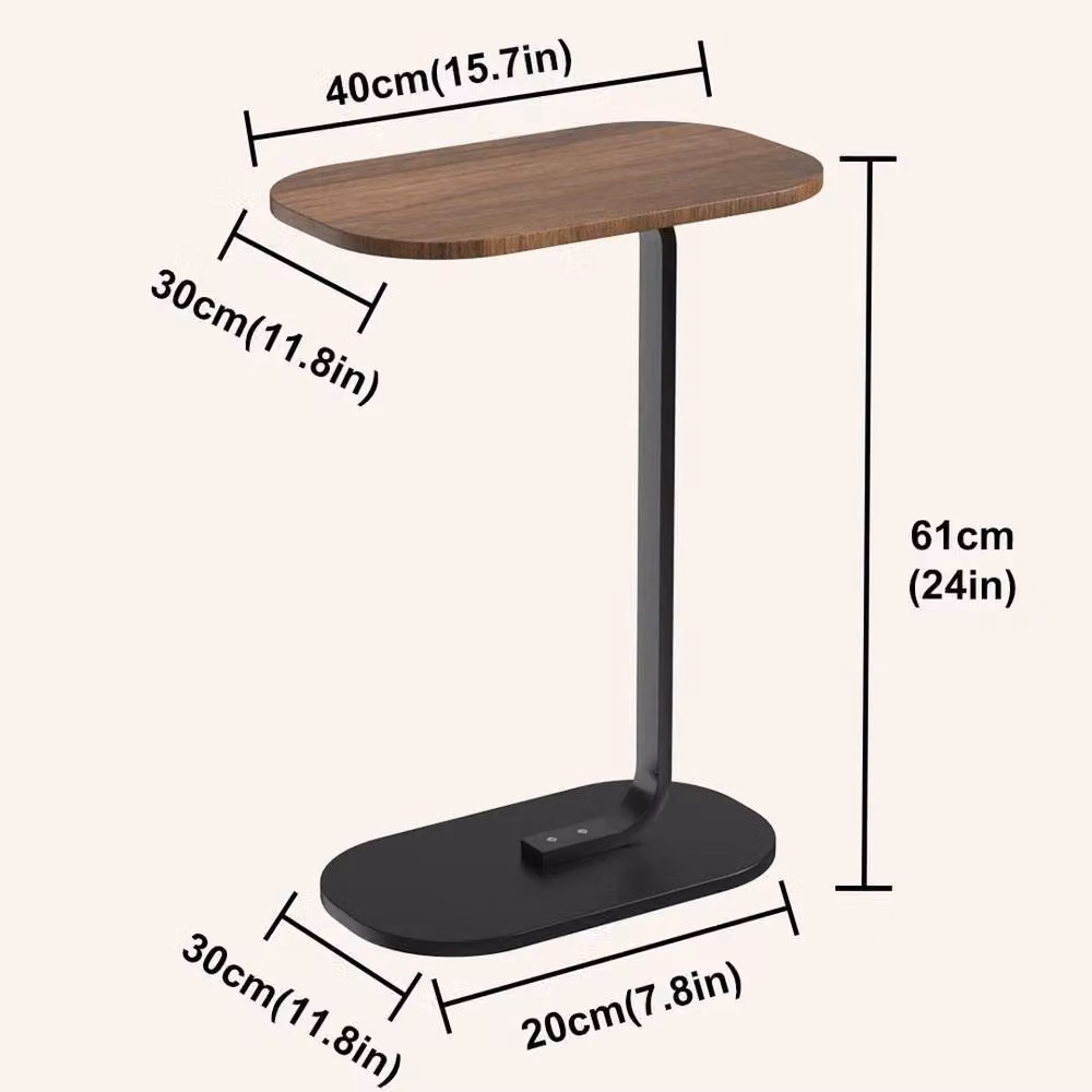 FLAVORA Compact C-Shaped Sofa Side Laptop Table in Brown – 2