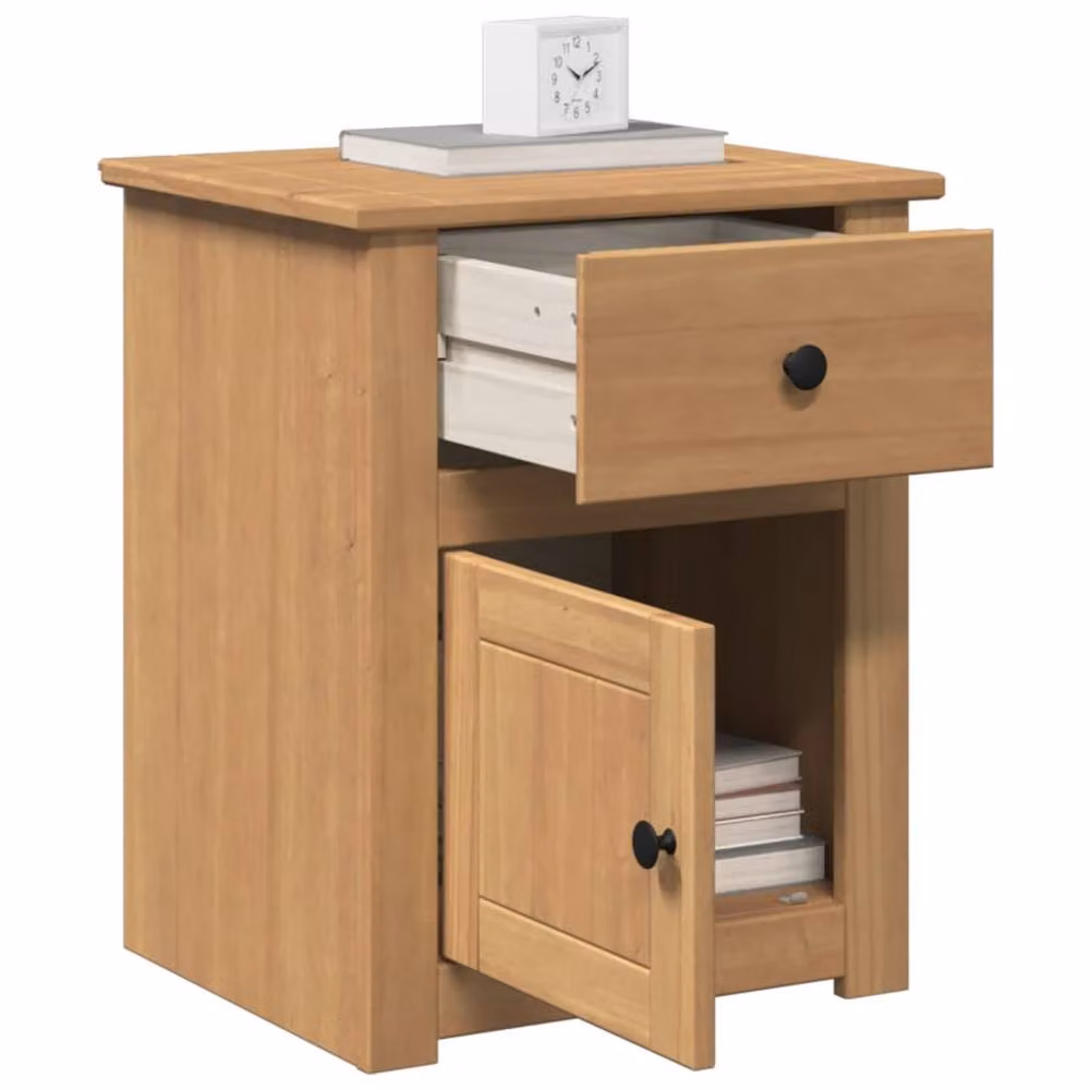 Berkfield Home Beautiful Panama Bedside Cabinet in Brown Solid Waxed Pine, W/D/H: 46 x 40 x 57 cm – 2