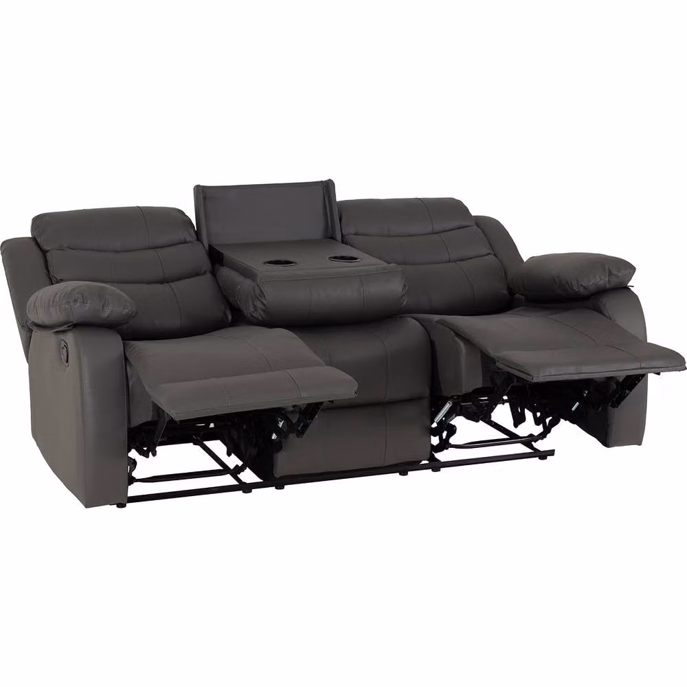 Seconique Roma 3 Seater Recliner Sofa in Grey Faux Leather – 2