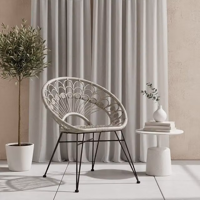 Orsina Manado Natural Rattan Chair in Grey and Black