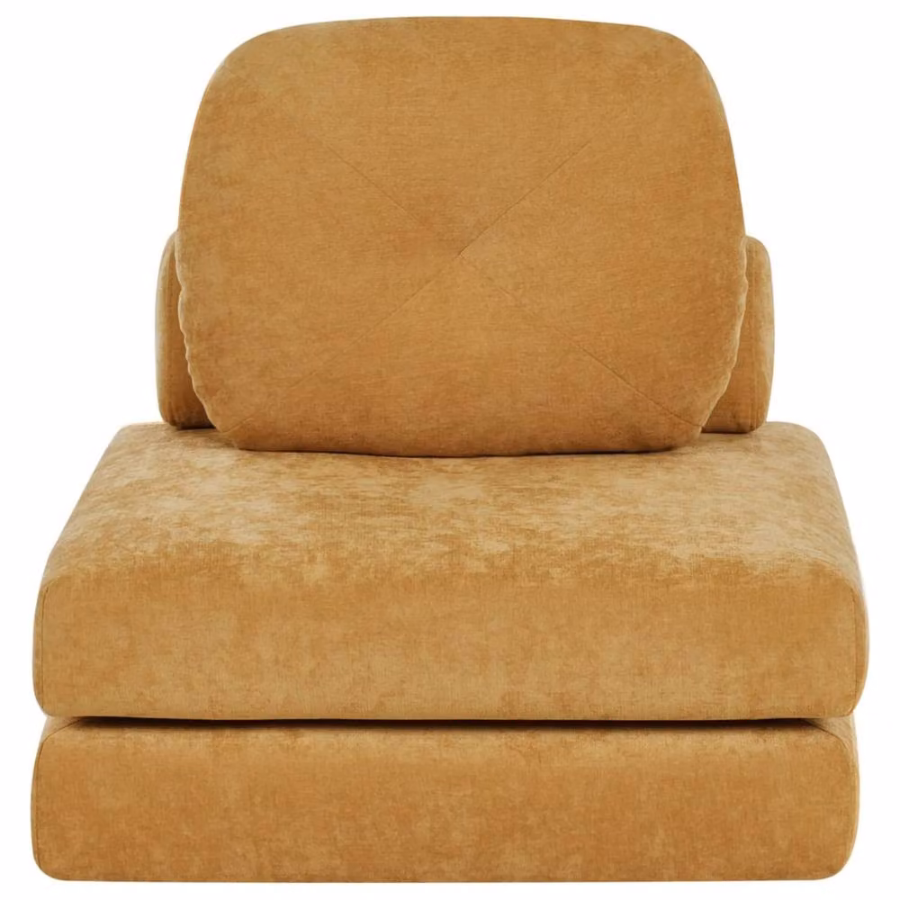 Wyld and Coco Convertible 1-Seater Sofa Pouffe in Yellow Mustard Chenille – 2