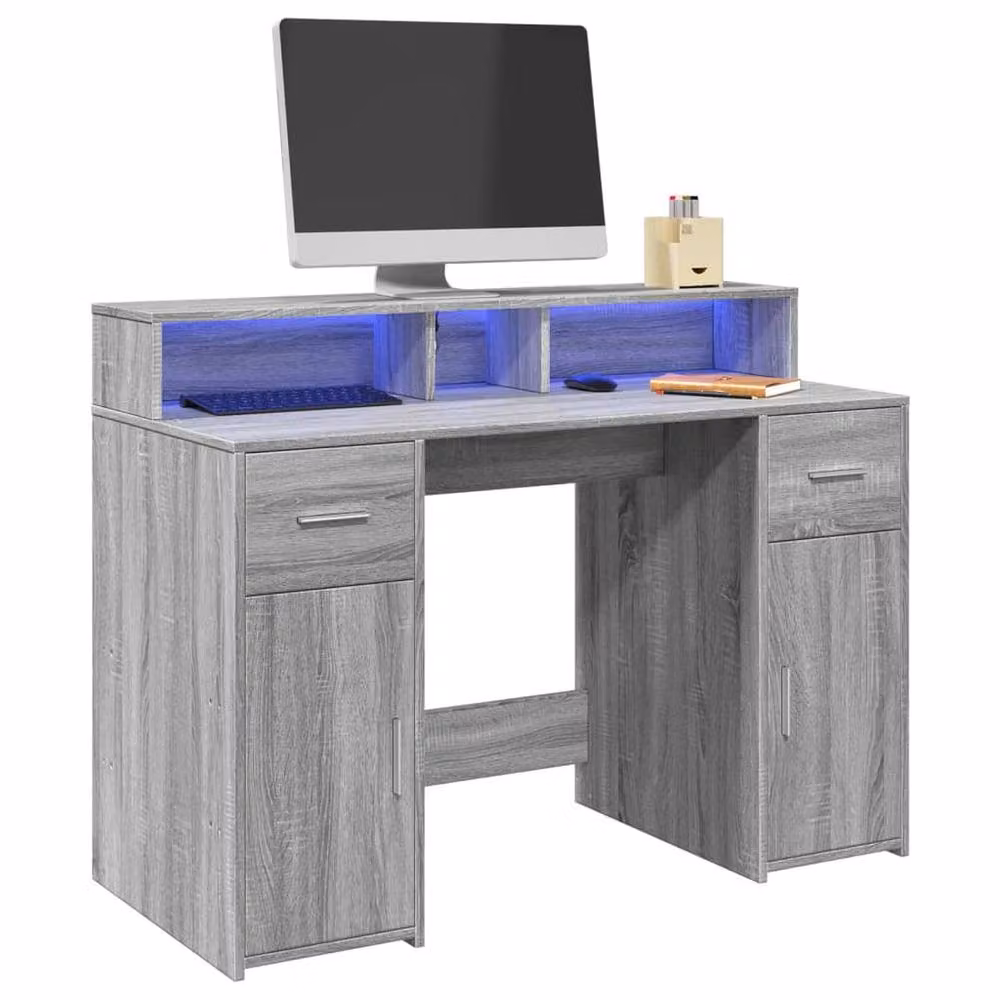 Berkfield Home Grey Sonoma Gaming Desk with LED Lights, W/D/H: 120 x 55 x 91 cm – 2