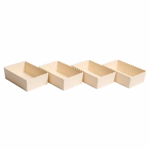 OHS 4 Pack Scallop Edge Plastic Storage Organiser Trays in Beige – 1
