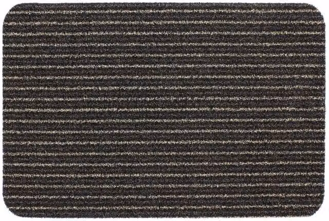 JVL Infinity Brown Striped Scraper Mat with Polypropylene Brushing