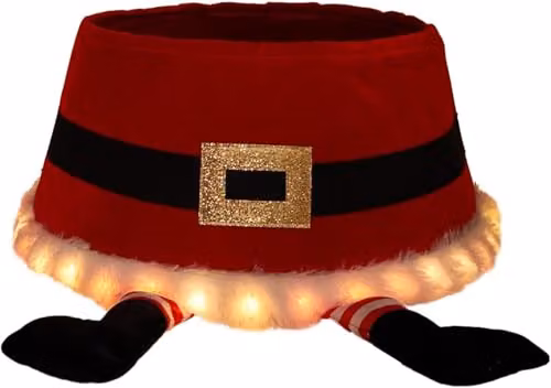 Shatchi LED Christmas Tree Skirt in Santa Style with Light Up Base Cover, Diameter: 55.88 cm – 2