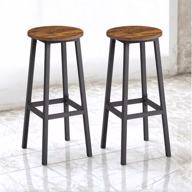 Pirlo Plush Set of 2 Brown Kitchen Counter Height Breakfast Bar Stools – 1