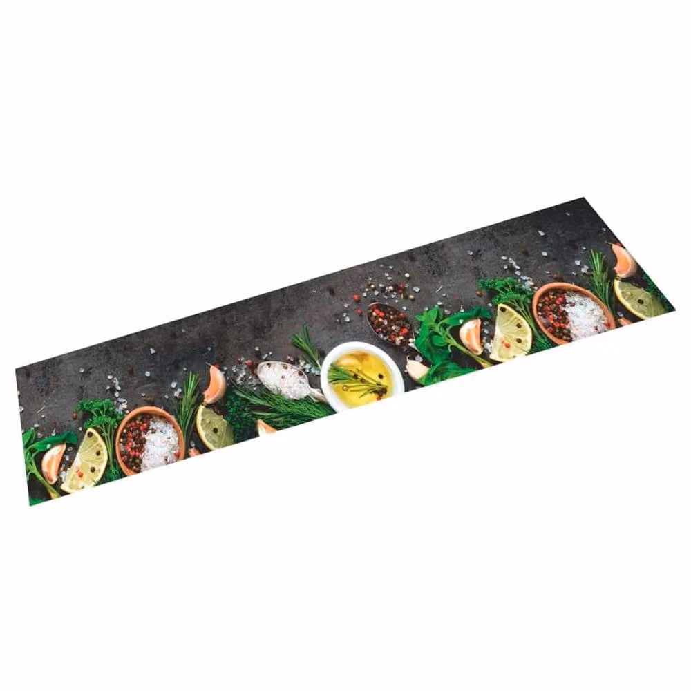 Berkfield Home Spices Washable Kitchen Rug in Grey Velvet, W: 60 cm, L: 300 cm