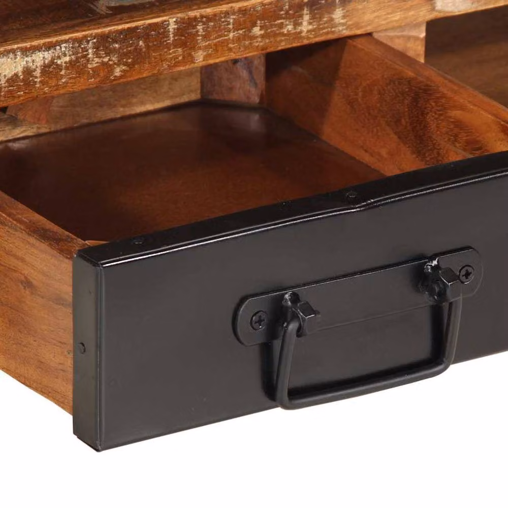 Berkfield Home Sturdy Multicolour Coffee Table made from Reclaimed Solid Wood, W/D/H: 90 x 50 x 36 cm – 4