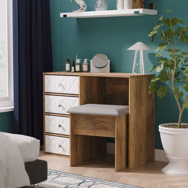 Ready Assembled 2 U Toledo 4 Drawer Vanity in Dark Brown
